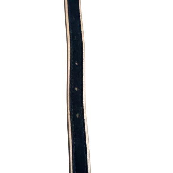 White House Black Market Womens XL Belt Genuine Leather Black & Gold - Picture 2 of 8